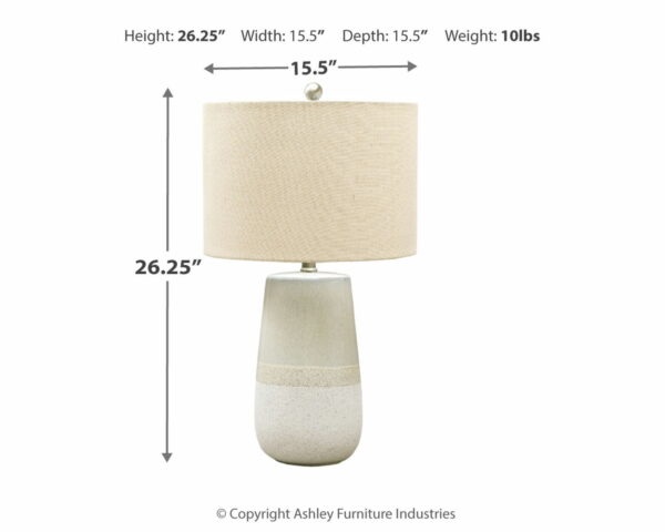 Shavon - Beige / White - Ceramic Table Lamp - Image 2
