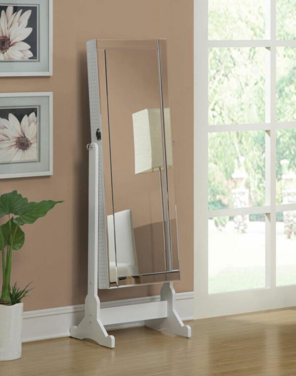 Zayas - Storage Jewelry Cheval Mirror - White - Image 4