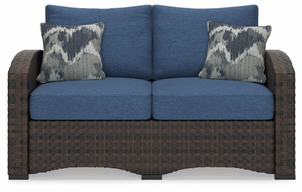 Windglow - Blue / Brown - Loveseat With Cushion - Image 10