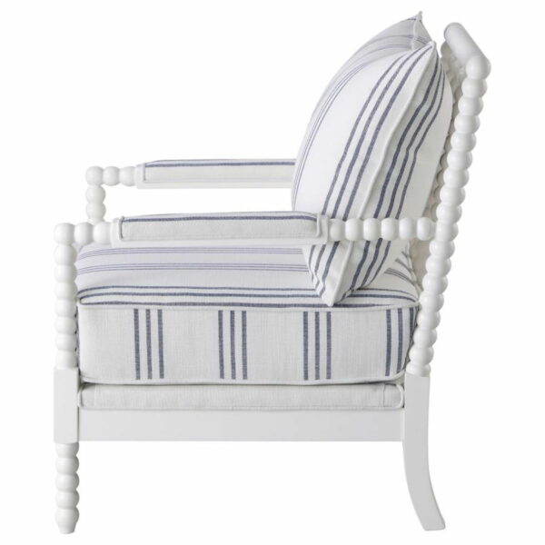 Blanchett - Upholstered Accent Chair With Spindle Accent - White And Navy - Image 3