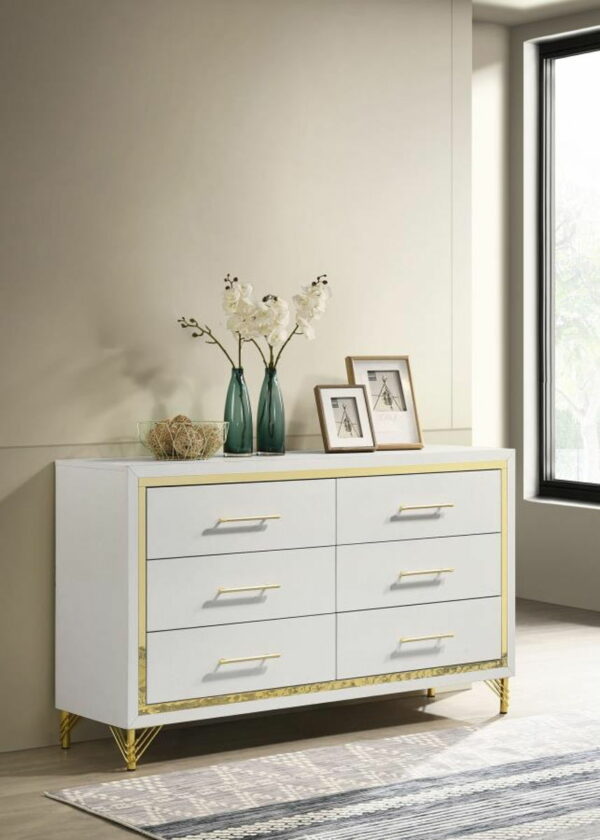 Lucia - 6-Drawer Bedroom Dresser - White - Image 11