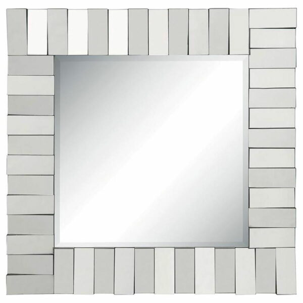 Tanwen - Square Wall Mirror With Layered Panel - Silver - Image 3