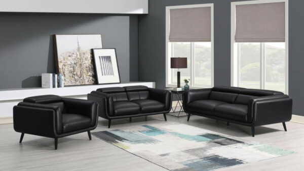Shania - Track Arms Chair With Tapered Legs - Black - Image 14