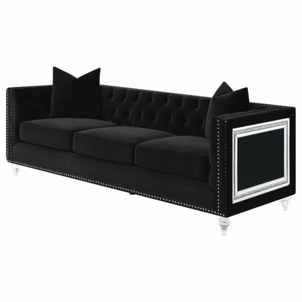 Delilah - Upholstered Tufted Tuxedo Arm Sofa - Black - Image 11