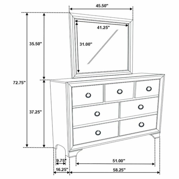 Salford - 7-Drawer Dresser With Mirror - Metallic Sterling - Image 4