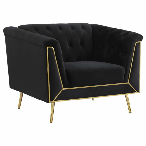 Holly - Tuxedo Arm Tufted Back Chair - Black - Image 10