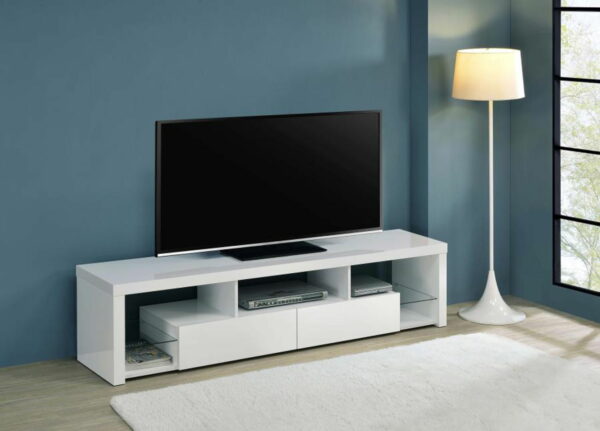 Jude - 2-Drawer 71" TV Stand With Shelving - White High Gloss - Image 4