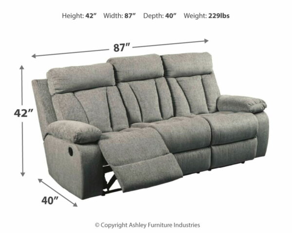 Mitchiner - Fog - Rec Sofa W/Drop Down Table - Image 12