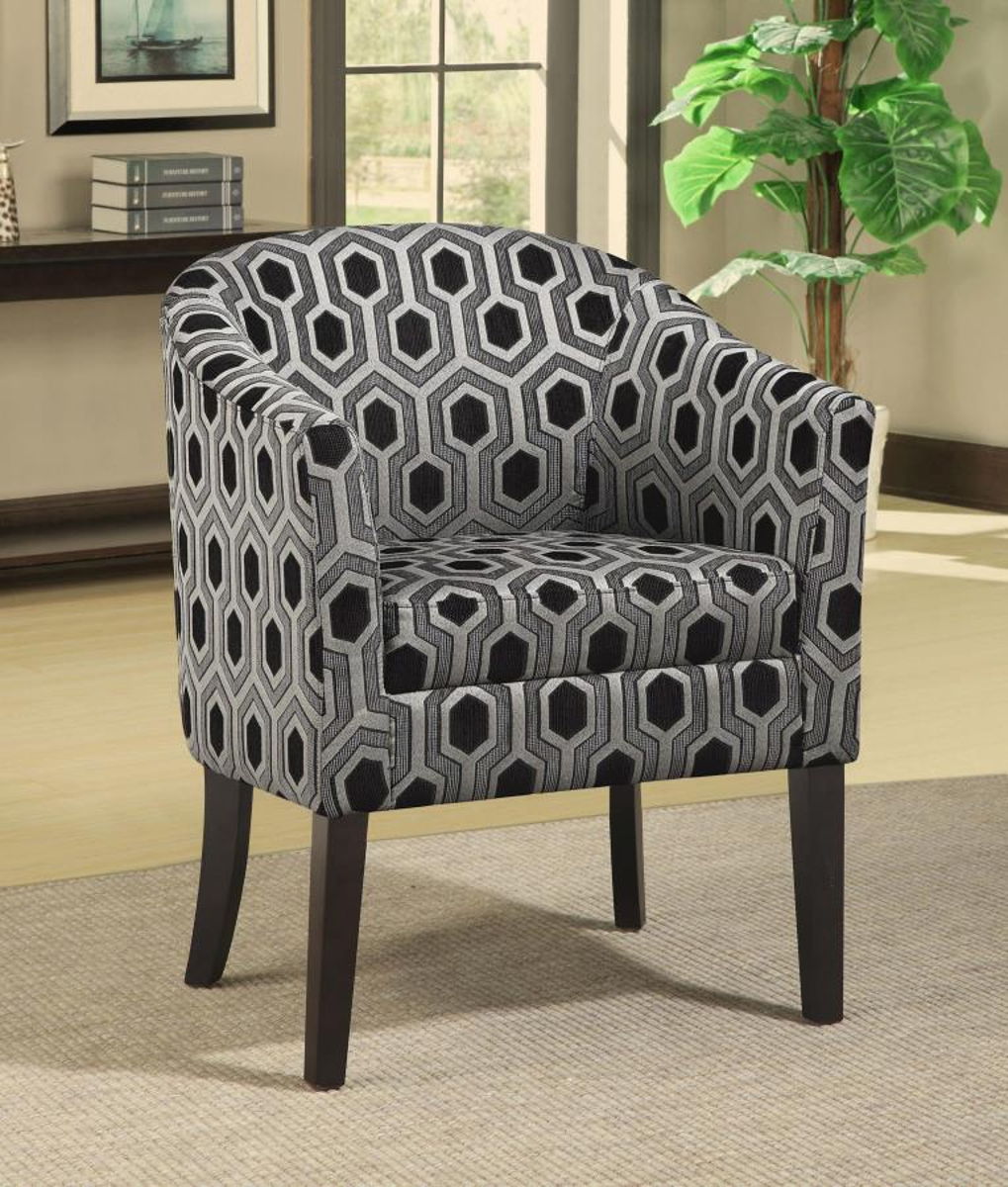 Jansen - Hexagon Patterned Accent Chair - Gray And Black - Image 4