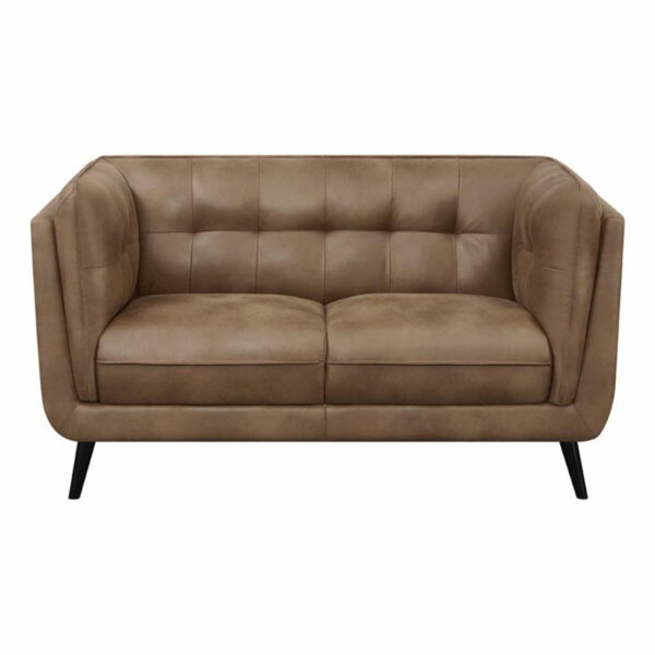 Thatcher - Upholstered Button Tufted Loveseat - Brown - Image 11