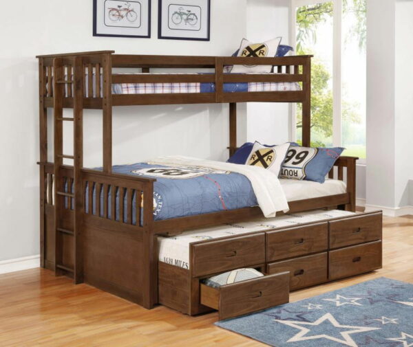 Atkin - Twin Extra Long Over Queen 3-Drawer Bunk Bed - Weathered Walnut - Image 2