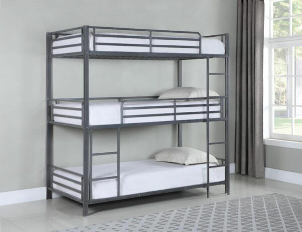 Maynard - Metal Triple Twin Bunk Bed - Gunmetal - Image 6