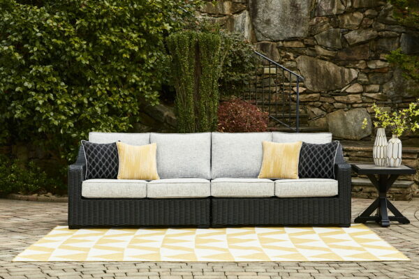 Beachcroft - Black / Light Gray - 2-Piece Outdoor Loveseat With Cushion - Image 6