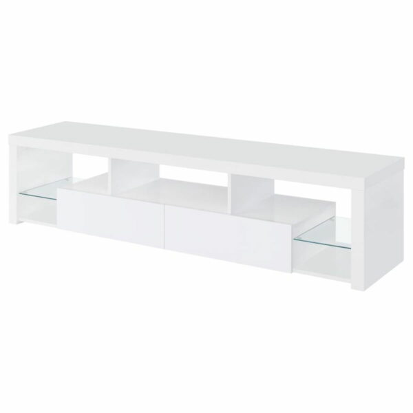 Jude - 2-Drawer 71" TV Stand With Shelving - White High Gloss - Image 2