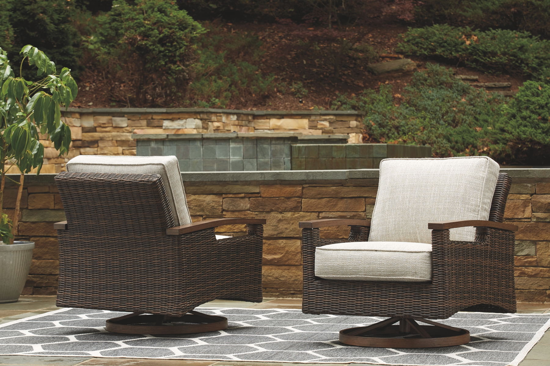 Paradise Trail - Medium Brown - 5 Pc. - Conversation Set With 4 Swivel Lounge Chairs - Image 3