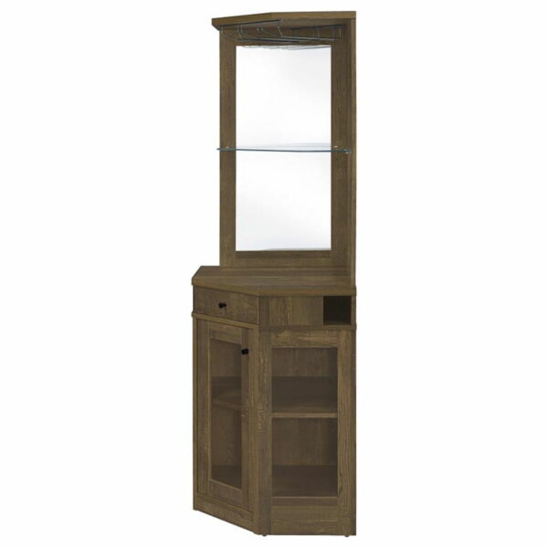 Alviso - Corner Bar Cabinet With Stemware Rack - Rustic Oak - Image 3
