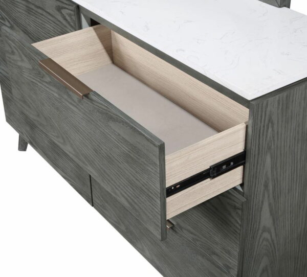 Nathan - 6-drawer Dresser With Mirror - White Marble And Grey - Image 16