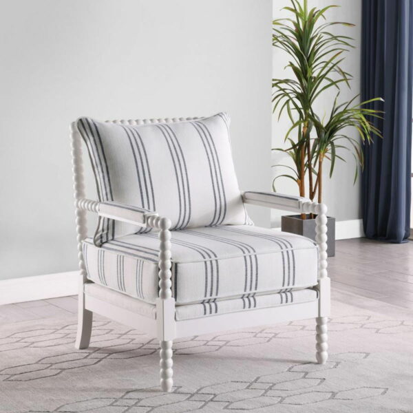 Blanchett - Upholstered Accent Chair With Spindle Accent - White And Navy - Image 8