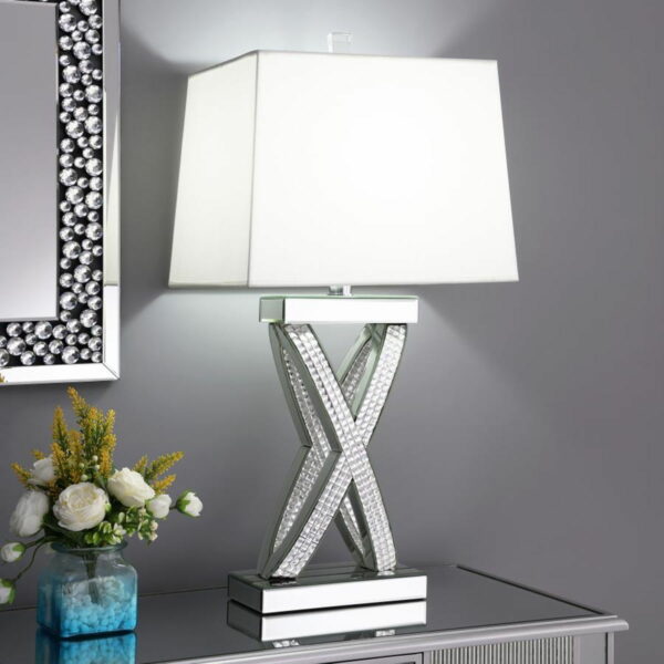 Dominick - Table Lamp With Rectange Shade - White And Mirror - Image 3