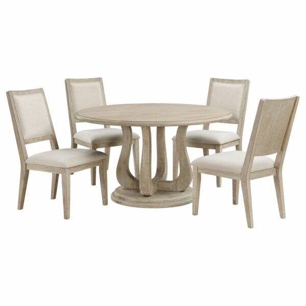 Trofello - 5-piece Round Dining Set - White Washed - Image 12