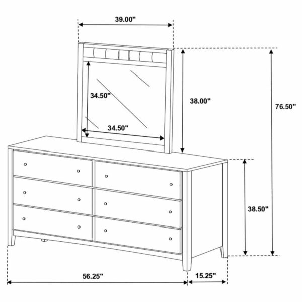 Carlton - 6-Drawer Rectangular Dresser With Mirror - Cappuccino - Image 4