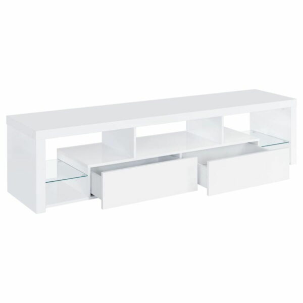 Jude - 2-Drawer 71" TV Stand With Shelving - White High Gloss - Image 9