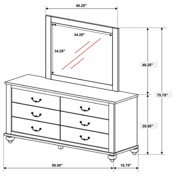 Stillwood - 6-drawer Dresser With Mirror - Vintage Linen - Image 9