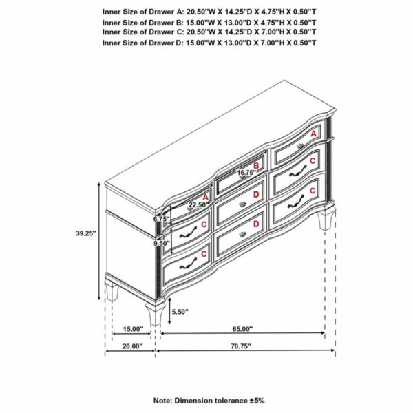 Evangeline - 9-Drawer Dresser - Silver Oak - Image 3