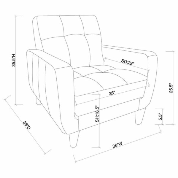 Aaron - Padded Seat Accent Chair - Black - Image 2