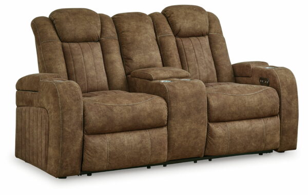 Wolfridge - Brindle - 2 Pc. - Power Reclining Sofa, Power Reclining Loveseat With Console - Image 6
