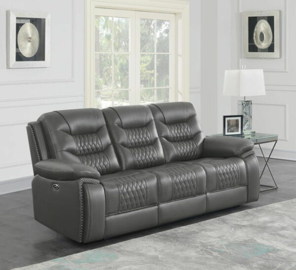Flamenco - Tufted Upholstered Power Sofa - Charcoal - Image 3