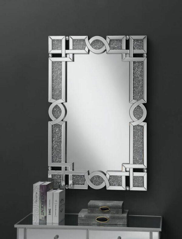 Jackie - Interlocking Wall Mirror With Iridescent Panels And Beads - Silver - Image 2