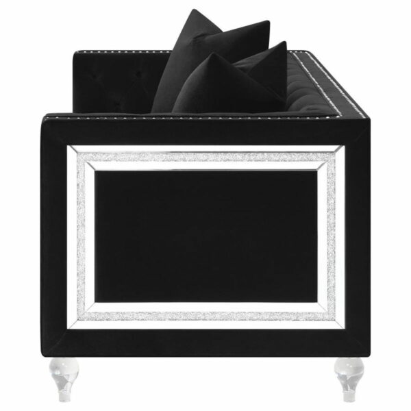 Delilah - Upholstered Tufted Tuxedo Arm Loveseat - Black - Image 2