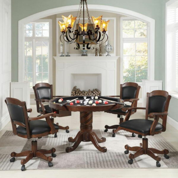 Turk - 5 Piece Game Table Set - Tobacco And Black - Image 5