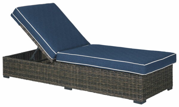Grasson - Brown / Blue - Chaise Lounge With Cushion - Image 4