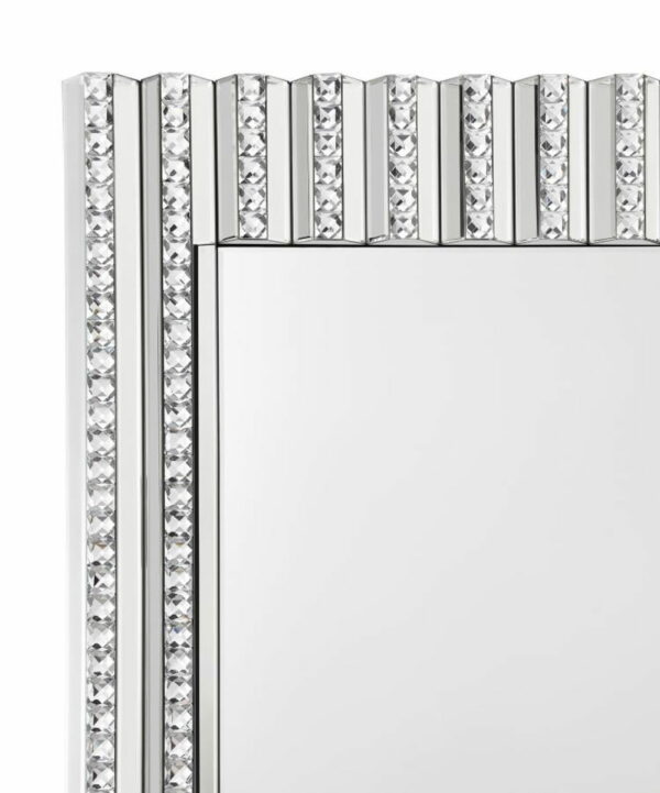 Aideen - Rectangular Wall Mirror With Vertical Stripes Of Faux Crystals - Image 6