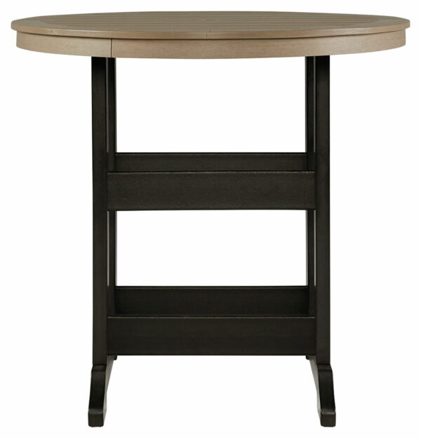Fairen Trail - Black / Driftwood - Round Bar Table W/Umb Opt - Image 3