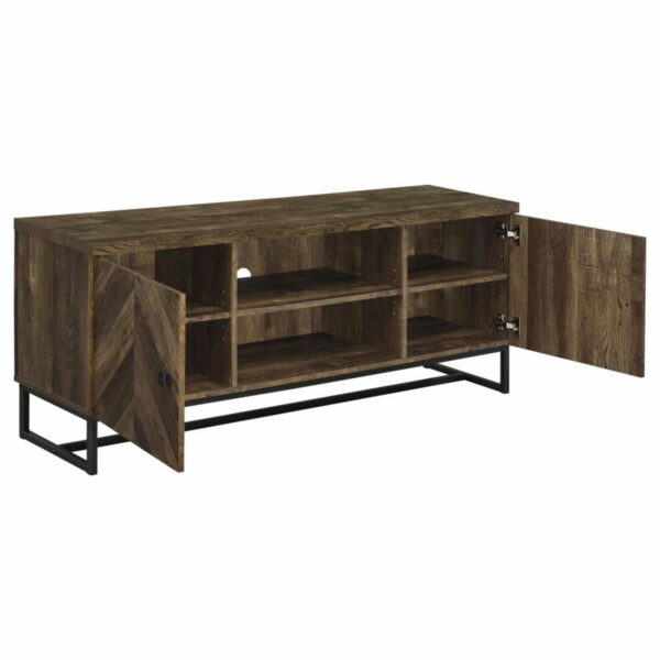 Myles - 2-Door TV Console With Adjustable Shelves - Rustic Oak Herringbone - Image 10