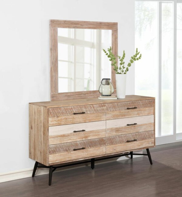 Marlow - 6-drawer Dresser With Mirror - Rough Sawn Multi - Image 3