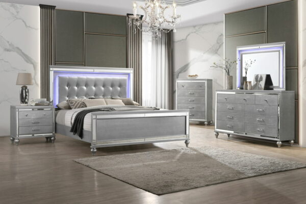Valentino - 4/6 Full Footboard & Slats - Silver - Image 2