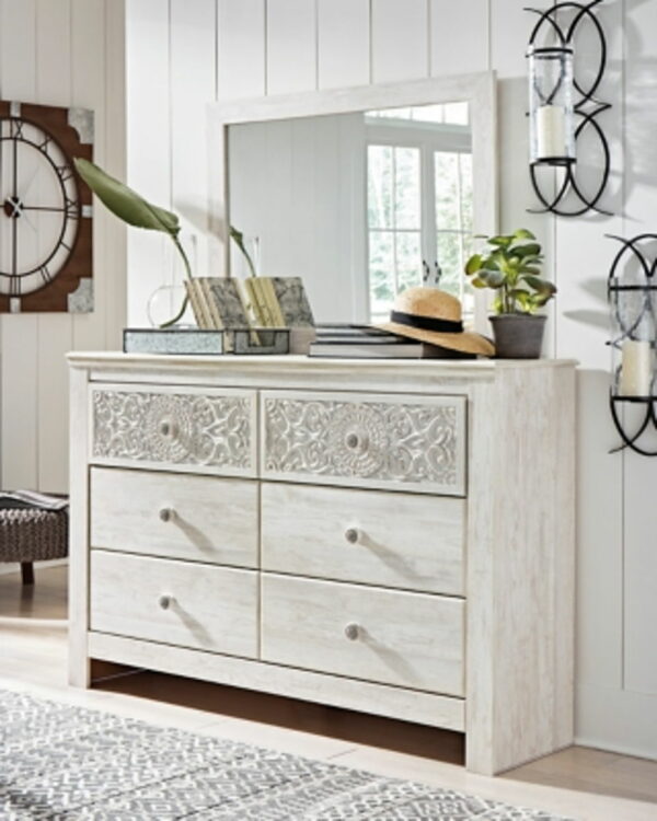 Paxberry - Whitewash - Dresser, Mirror - Medallion Drawer Pulls - Image 2