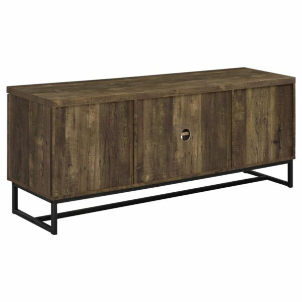 Myles - 2-Door TV Console With Adjustable Shelves - Rustic Oak Herringbone - Image 3