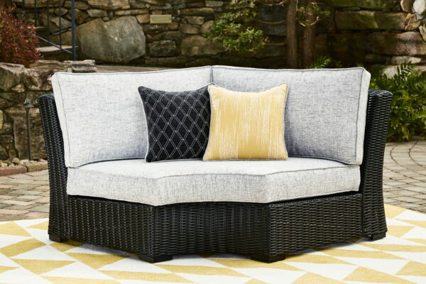Beachcroft - Black / Light Gray - Curved Corner Chair With Cushion - Image 5