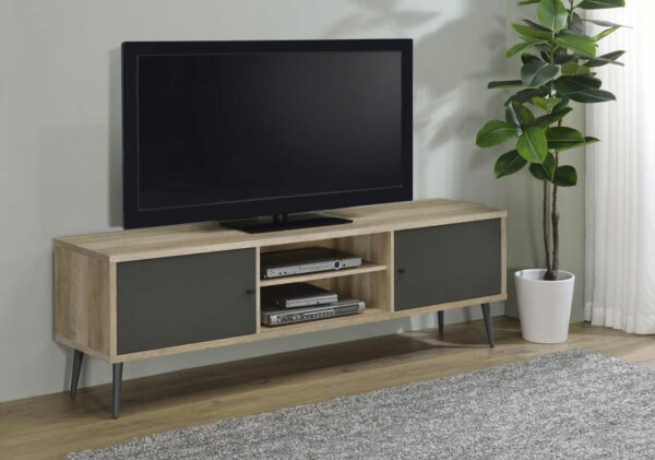 Allie - TV Stand - Antique Pine And Gray - Image 5