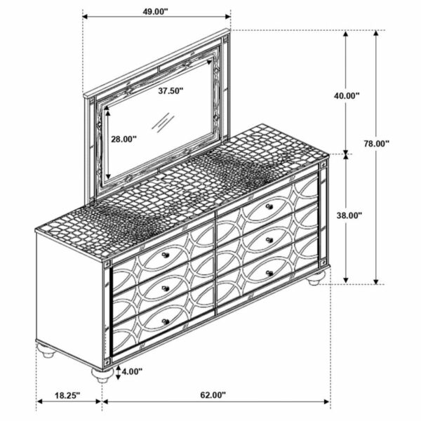Gunnison - 6-drawer Dresser With Mirror - Silver Metallic - Image 4