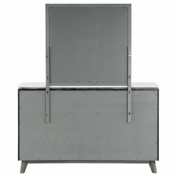 Nathan - 6-drawer Dresser With Mirror - White Marble And Grey - Image 15