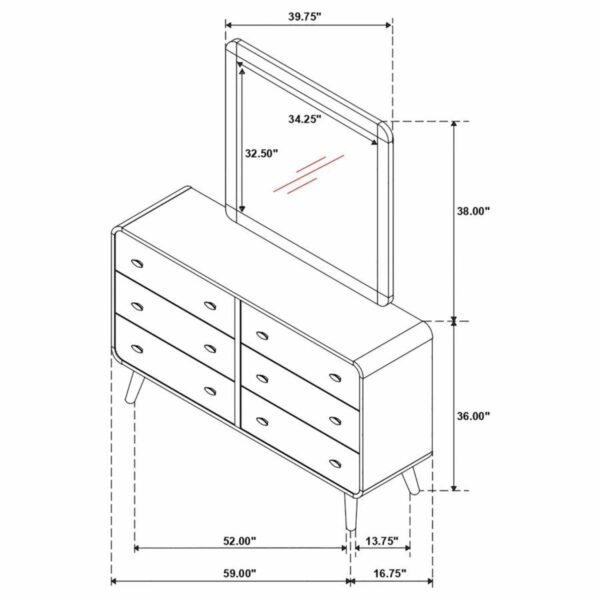 Robyn - 6-Drawer Dresser With Mirror - Dark Walnut - Image 5