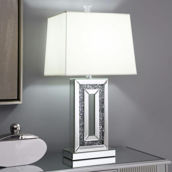 Ayelet - Table Lamp With Square Shade - White And Mirror - Image 5