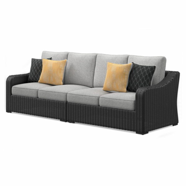 Beachcroft - Black / Light Gray - 2-Piece Outdoor Loveseat With Cushion - Image 5