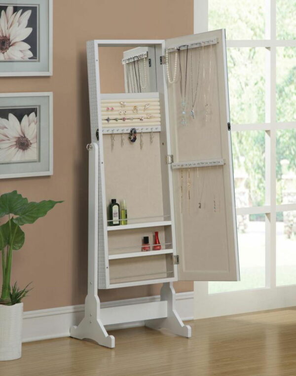 Zayas - Storage Jewelry Cheval Mirror - White - Image 2